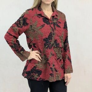 New Habitat Sz XXL Pucker Weave Floral Flap Tunic